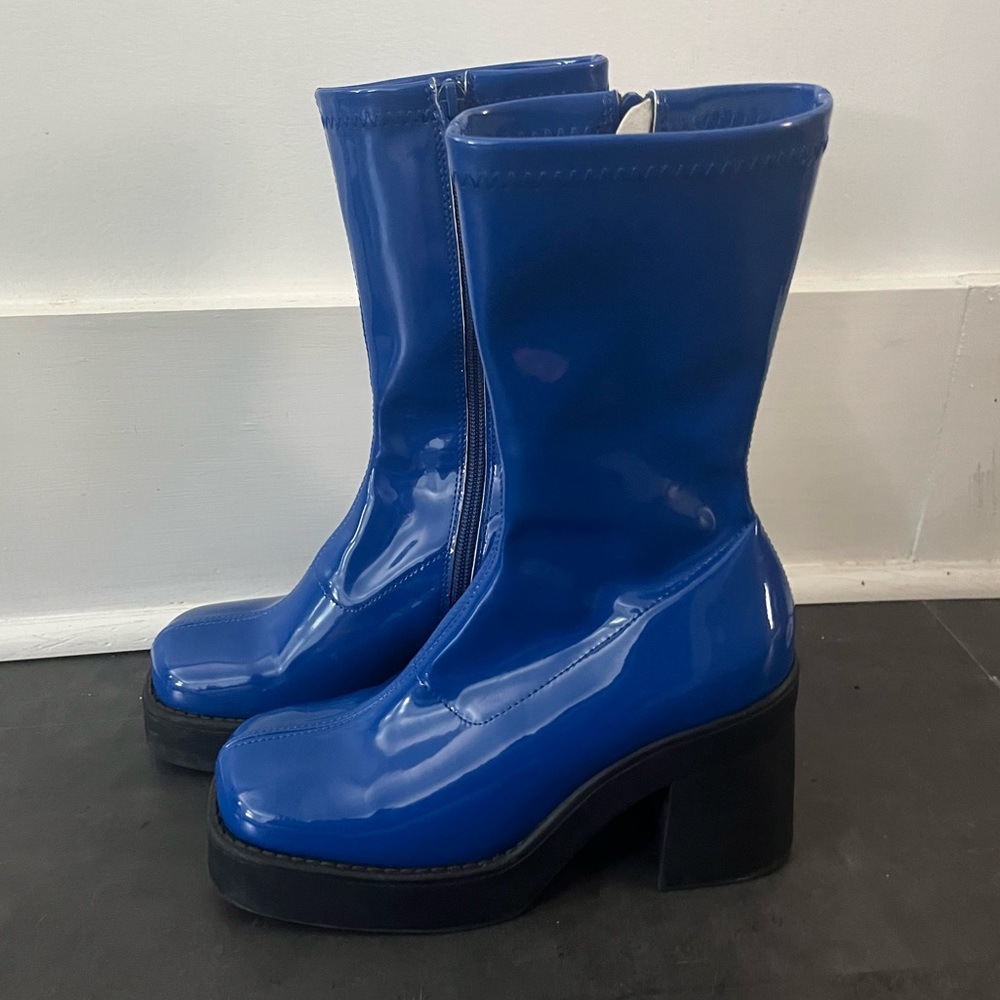 MIISTA Noely Patent Blue Boots